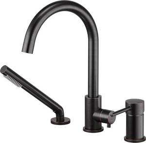 $240 Deck Mount Tub Faucet Oil Rubbed Bronze with Sprayer Bathtub Filler Faucets Brass Bathroom with Diverter Hand Shower Handheld Mounted High Flow Roman