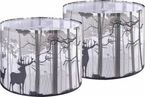 lot 2029 image: GO&SO Drum Lamp Shades Set of 2 Medium Gray Animal Deer Lamp Shade for Table Lamps -13 Top x 13 Bottom x 10 High(Spider) Printed Shade- Vintage Lampshade Replacement -Art Decor