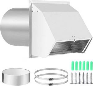 lot 2036 image: 6 Inch Hooded Wall Vent with Screen and Damper,Wall Exhaust Vent Cover Cap,Dryer Vent Cover Outside,External Extractor Wall Vent Hood for House Kitchen Range Hood Air Ventilation White