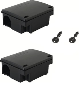 lot 2037 image: Rat Bait Station 6 Pack - Rodent Bait Box with Dual Keys - Eliminates Rats Fast. Children and Pet Safe Indoor Outdoor