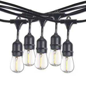 lot 2055 image: OutdoorIndoor 48 ft. Plug-In S14 LED Black String Light Kit with Clear Shatter Resistant Bulbs Included (1-Pack)