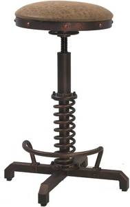 lot 2056 image: Topower Industrial Retro Vintage Farm PU Seat Tractor Stool Kitchen Swivel Height Adjustable bar Stool Copper