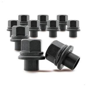 lot 2066 image: Two-Piece 19mm Sleeve Flanged Wheel Nuts 10PCS, M22x1.5 Hex33mm Black for Heavy Duty Truck Semi Truck Fit Steel Dual Wheels with Hub Piloted Seat & 26mm Bolt Hole Size