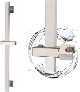 lot 2094 image: Bathroom Shower Slide Bar with 360  Adjustable Handheld Shower Head Holder Wall Mount Shower Bar SUS 304 Stainless Steel, Brushed Nickel