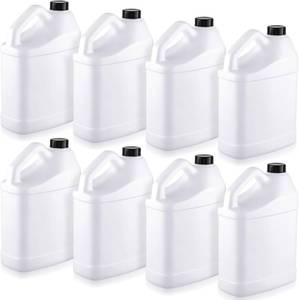 lot 3006 image: Dandat 8 Pcs Plastic Jug with Child Resistant Lid 1 Gallon Jugs with Ergonomic Handle Plastic Gallon Jar Storage Containers with Lids for Commercial and Home Use