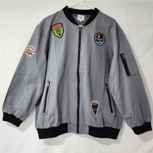 lot 3016 image: HAYDEN LA- Patchwork Bomber Jacket, Gray Size Large