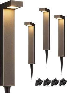 lot 3050 image: EDISHINE Low Voltage Pathway Lights Wired, 3000K 3.2W 50,000Hrs Waterproof LED Outdoor Landscape Lighting with Connectors, 12V Modern Cast-Aluminum Landscape Path Lights for Walkway Garden, 4 Pack