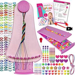 lot 3063 image: Friendship Bracelet Making Kit toys ,ages for 8 9 10 11 12 Year Old Girls, Kids Travel Activity Set,diy kit,Arts and Crafts Bracelets String Maker Kit ,Great Christmas Birthday Gifts (Purple-Pink)