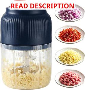 lot 3065 image: Electric Garlic Chopper, 2026 New Mini Food Processor & Food Chopper for Kitchen, Portable Cordless Garlic Mincer with 6 Stainless Steel Blades, Small Vegetable Chopper for Onion Salad (400ML Blue) spoon not included.