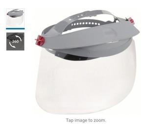 lot 3087 image: Lot of 50, CONDOR Face Shield Clear, Uncoated, DielectricReusable, 15 12 in Visor Wd, 8 in Visor Ht