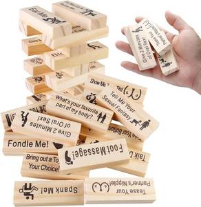 lot 3120 image: Romantic Tower Stacking Block for Couples Super Naughty Block Tower Tumbling & Dating Fun Dice Set, Lust Tower Games & Couples Decision Dice for Valentines Date Night Lover Drinking Games (wooden)