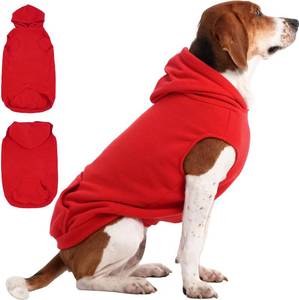 lot 3125 image: IECOii XL Dog Sweater & Pullover Hoodie for Large Dogs, Warm Fleece Layer with Hood for Cold Weather, Boys & Girls, Red, Size XL