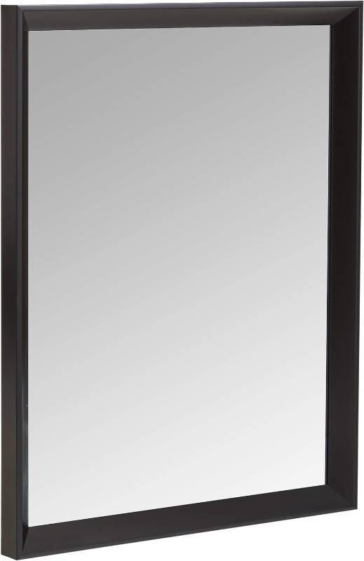 lot 161503 image: Amazon Basics Rectangular Wall Mount Mirror With Peaked Trim for Bedroom, Living Room, Entryway, Hangs Horizontally or Vertically, 16 x 20 inch, Black