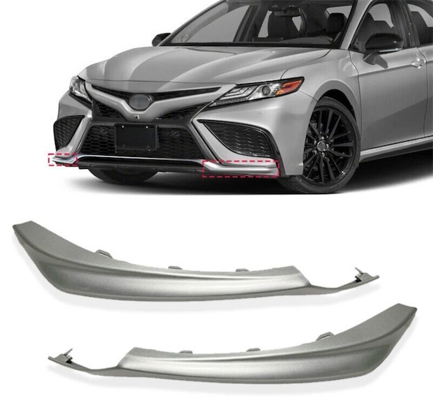 lot 361555 image: Front Lower Silver Bumper Grille Trim Molding KIT For 2018-2020 Camry SE XSE