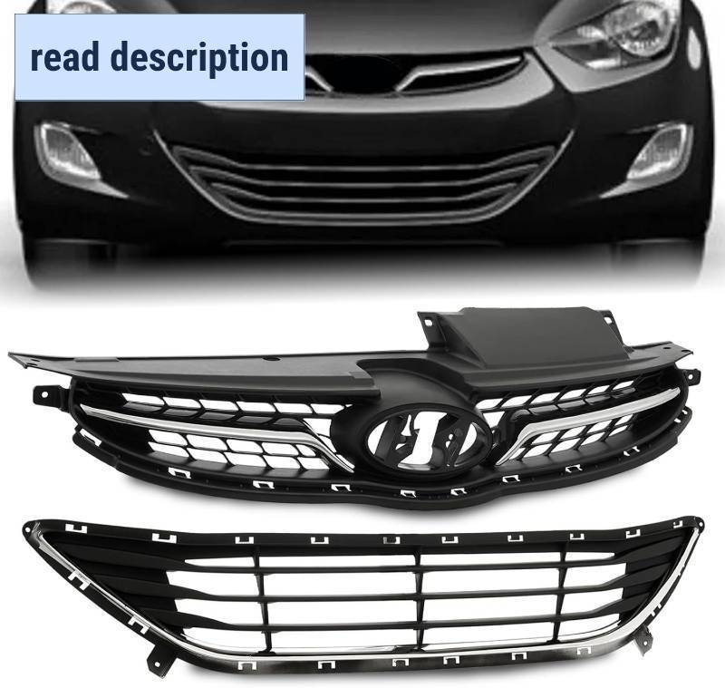 lot 461365 image: KARPAL Front Upper & Lower Bumper Grille Grill Assembly Compatible with 2011 2012 2013 Hyundai Elantra  865603X000 863503X000