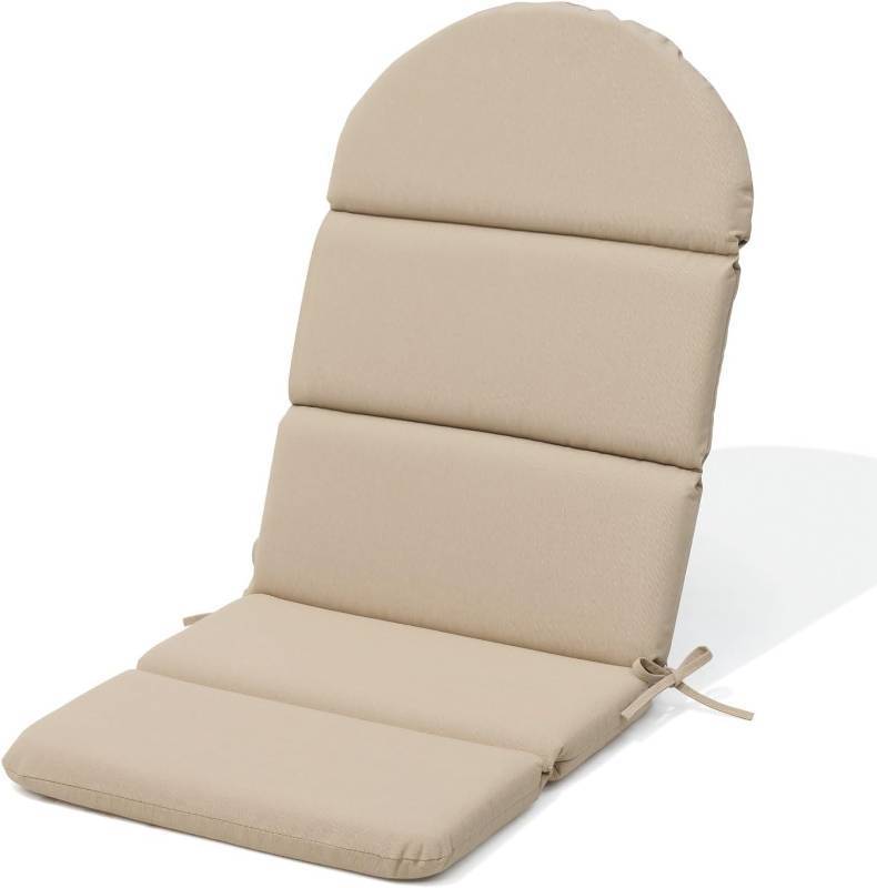 lot 152109 image: Crestlive 50x19.6 Inch Adirondack Chair Cushion, Waterproof, Fade Resistant, High Back Outdoor Rocking Chair Cushion for Patio, Beige
