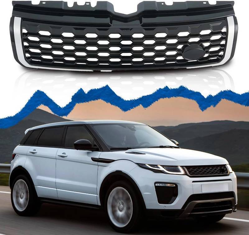 lot 251588 image: Grill Black Fit For Land Rover Range Rover Evoque 2012 2013 2014 2015 2016 2017 2018 2019 Front Bumper Upper Grille Vent Grill Gloss Black