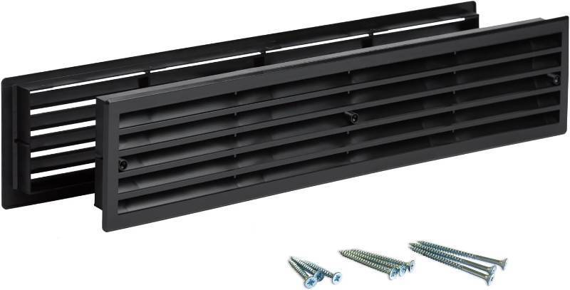 lot 251604 image: Door Vent for Interior Doors 16 78 x 3 - Two Sided Door Louvers  for Bathroom, Cabinet  Plastic air Vent Grille  Outer Dimensions 17 34 x 3 58 for 16 78 x 3 Opening (Black)