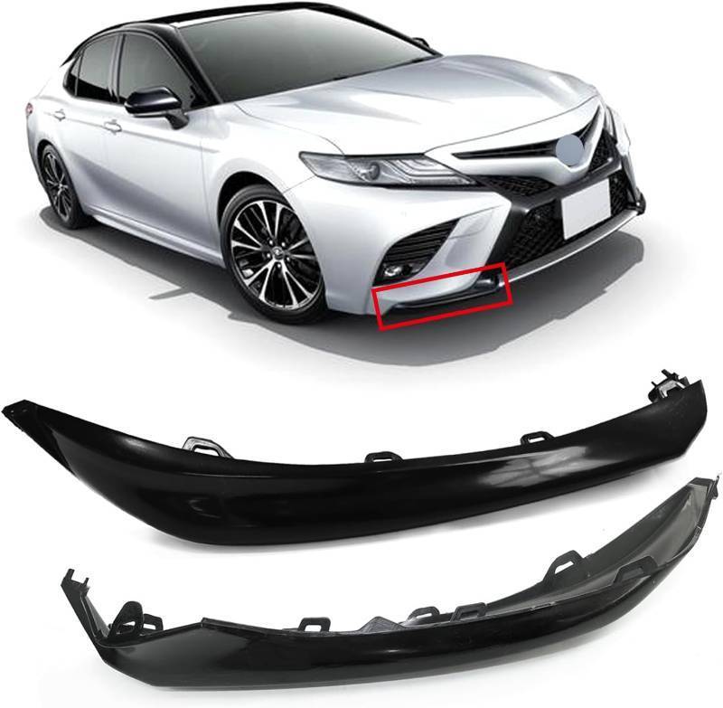 lot 452136 image: Front Bumper Lower Grille Trim Molding Fit for Toyota Camry SE XSE 2018 2019 2020 Front Lower Bumper Guard  L&R Side Front Bumper Cover Lower Molding Trim - Glossy Black