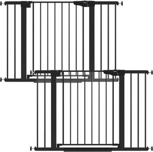 lot 161522 image: Retails for $176 Cumbor 2 Pack 29.7-46 Baby Gate for Stairs, Moms Choice Awards Winner-Auto Close Dog Gate for doorways, Easy Install Pressure Mounted Pet Gates indoor, Easy Walk Thru Wide Safety Gate for Dog, Black