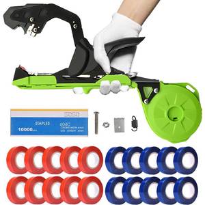 lot 60211 image: Suca Plant Tying Machine, Lightweight Plant Tying Tape Tool to Tie Up Vine Quickly, Tie Tapener Gun with Tapes and Staples Green - Retail $37