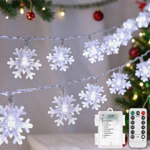 lot 60288 image: SFNDOU Christmas Decorations Lights, 8 Modes Timer with Remote 33 Ft 100 LED Battery Operated Fairy Lights Waterproof for Bedroom Patio Room Garden Party Home Xmas Tree Decor Indoor Outdoor, White - Retail $10