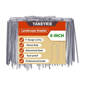 lot 60300 image: 6 Inch 23 Pcs Hot-dip Galvanized U-Shaped Garden Stakes, Landscape Staples, Ground Stakes, for Decoration Weed Barrier Fabric, Irrigation Tubing, Holding Fence, Tarpaulin (22, 6 INCH) - Retail $6