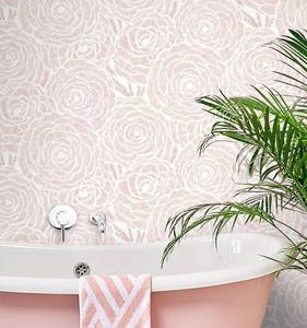 lot 60344 image: CiCiwind White and Pink Floral Wallpaper Peel and Stick Stripes Contact Paper for Cabinets Removable Self Adhesive Vintage Wall Paper for Bathroom Bedroom Papel Tapiz para Pared 118 in X 16 in - Retail $10
