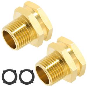 lot 60354 image: TAROSE 2 Pack Brass Garden Hose Adapter, 34 GHT Female x 12 NPT Male Connector, GHT to NPT Adapter Brass Hose Fitting,Brass Garden Hose to Pipe Fittings Connect - Retail $1,838