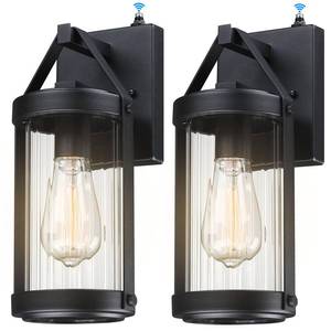 lot 3625 image: LONEDRUID 2 Pack Dusk to Dawn Sensor Outdoor Wall Sconce Lighting Black Exterior Porch Lantern Waterproof Outside Garage Light Fixtures Wall Mount for House Patio Entryway
