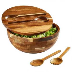lot 3628 image: JOYMAY Salad Bowls Wood Salad Bowl Set with Lid 11.8 Inch Large Wooden Bowls Set Acacia Wood Serving-Bowl with Serving Utensils Bowl for Kitchen, Dining, Party