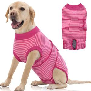 lot 3635 image: FUAMEY Recovery Suit for Dogs After Surgery,Soft Breathable Dog Bodysuit E-Collar & Cone Alternative Surgical Suit,Male Female Dog Neuter Spay Suits Anti Licking Wounds Onesie Rose Stripes XL