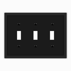 lot 3643 image: Triple Toggle Light Switch Cover Plate Matte Black Classic Decorative Light Switch Plates Cover 3-Gang Wall Plate Cover
