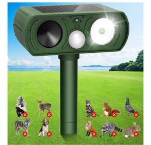 lot 3654 image: Solar Ultrasonic Animal Repellent Outdoor, Deer Repellent Devices Waterproof, Cat Squirrel Rabbit Dog Raccoon Deterrent Animal Repeller with Motion Detection, Keep Skunk Away for Yard, Green, 1 Pack