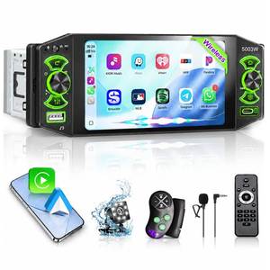 lot 3656 image: Car Stereo with Wireless Apple Carplay & Android Auto, 5 IPS Single Din Touchscreen Radio, Bluetooth 5.2, Physical Knob Control, Waterproof Backup Camera, FM AM, MirrorLink, USBType-C, Navigation