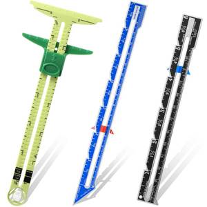 lot 3672 image: Frienda 3 Pieces Sewing Gauge with Sliding Marker 5-in-1 Measuring Sewing Tool Metal Seam Sliding Gauge Hemming Ruler Fabric Quilting Ruler for Knitting Crafting Seaming Beginner Supplies