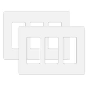 lot 3673 image: MLLIZH 3-Gang Screwless Wall Plate Cover, Decorator Outlet Cover for Light Switches, Dimmers, GFCI, Receptacle, UL Listed, White (2-Pack)