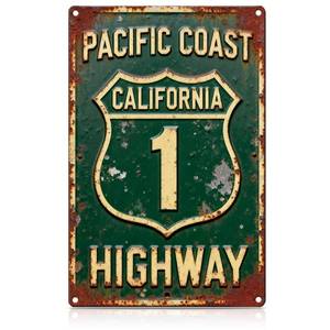 lot 3678 image: Vintage Summer California Metal Tin Sign Pacific Coast California 1 Highway Wall Art for Street Road Wall Decor,Gifts for Summer Traveler
