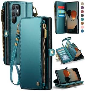 lot 3679 image: Defencase for Galaxy S25 Ultra Case Wallet with RFID Blocking Card Holder for Women Men, PU Leather Magnetic Snap Flip Wristlet Strap Zipper Wallet Phone Cases for Samsung Galaxy S25 Ultra 6.9, Green