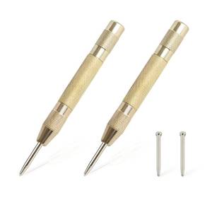 lot 3683 image: 2PCS Automatic Center Punch,5 Spring Loaded Center Punch, Heavy Duty Steel Adjustable Center Marker Punch Tool with 2PCS Extra Replacement Tip for Metal,Plastic,Wood,Glass by YUIOASE