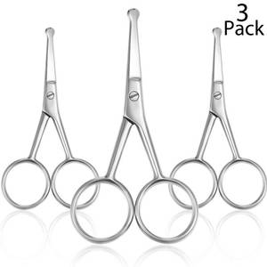 lot 3685 image: Mudder 3 Pieces Nose Hair Scissors Rounded Tip Scissors Facial Hair Trimming Stainless Steel Blunt Tip Trimmer for Eyebrows, Nose, Moustache, Beard, Grooming (Silver)