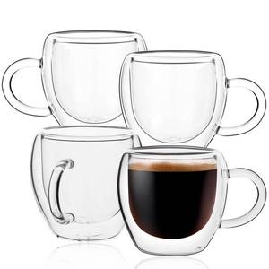 lot 3688 image: Espresso Cups Set of 4 with Handle, 2.5oz Expresso Coffee Cup, Small Expresso Shot Glasses, Clear Double Wall Insulated Espresso Mugs,Tazas de Cafe Expreso, Suit for Espresso Machine Accessories