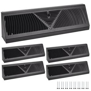 lot 3717 image: Flowild 4 Pack 18 Inch Baseboard Register (Duct Opening Size) - Baseboard Vent Covers for Home - Easy Adjust Air Supply Lever Floor Baseboard Diffuser (Black)