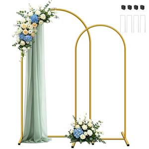 lot 3731 image: YAYOYA Metal Arch Backdrop Stand, Set of 2 (7.2ft6ft), Gold Wedding Arch Stand, Balloon Arched Backdrop for Wedding, Baby Shower, Birthday Party, Photography, Garden Floral, Ceremony Decor