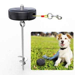 lot 3747 image: Pestairs 30ft Retractable Dog Tie Out Cable and Stake - No Tangle Leash for Between 10-90lbs - 360° Retractable Dog Lead Reel for Yard Camping Outdoor (Large)