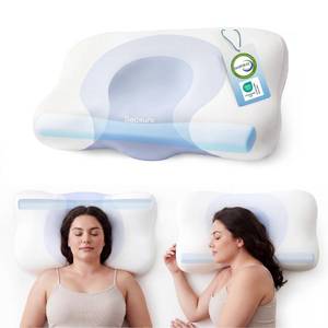 lot 3756 image: Bedsure Cervical Neck Pillow - Memory Foam Pillows for Ergonomic Orthopedic Pillow for Neck Pain Relief, Double - Sided Design Shape Gently Cradles Head & Provides for Side & Back Sleepers