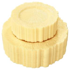 lot 3763 image: SUT 60PCS Light Yellow Plastic Plates, Disposable Plates, Include 10 inch Yellow Dinner Plates And 7 inch Dessert plates Heavy Duty for PartyPicnic