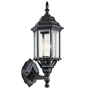 lot 3766 image: Kichler Chesapeake 17 Outdoor Wall Light in Black, 1-Light Exterior Porch Light, Coastal Wall Sconce with Clear Beveled Glass, (17 H x 6.5 W), 49255BK