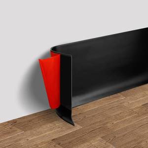 lot 3768 image: Vinyl Wall Base Baseboard Molding Trim 6 Flexible Self Adhesive Rubber Wall Base Moulding Trim Peel and Stick Design, 6 Inch x 20 Feet, Black