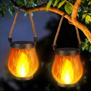 lot 3769 image: Jyoiat Solar Outdoor Lanterns Waterproof - 2 Pack Ultra-Real Flame Solar Lantern Lights with Dual Charging Modes (SolarUSB) for Garden Yard Patio Birthday Mothers Day Gifts (Warm White - 2 Pack)